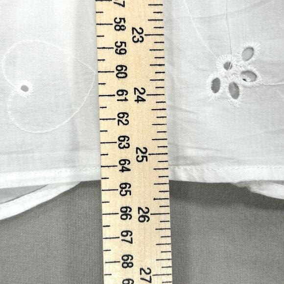 CJ Banks Top Women's 2X White Floral Hearts Tie Front Short Sleeve Shirt Blouse - Picture 9 of 12